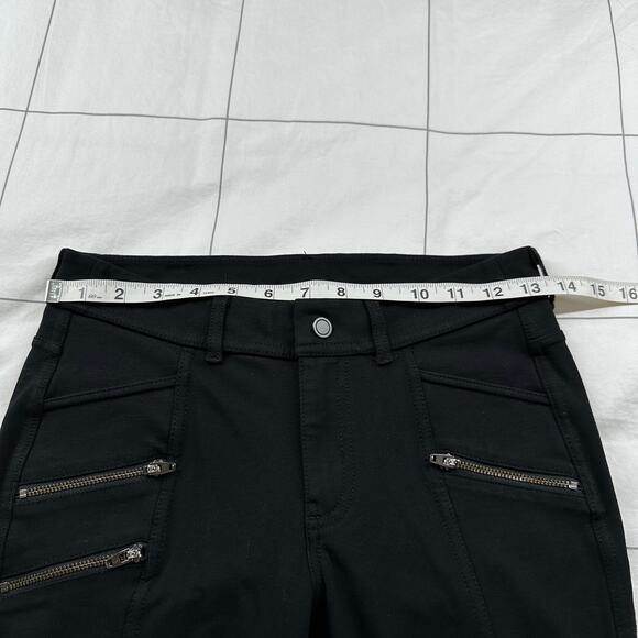 Athleta Pants Womens 2 Petite Black Ponte Knit Moto Stretch Casual Zip Pockets - Picture 7 of 10